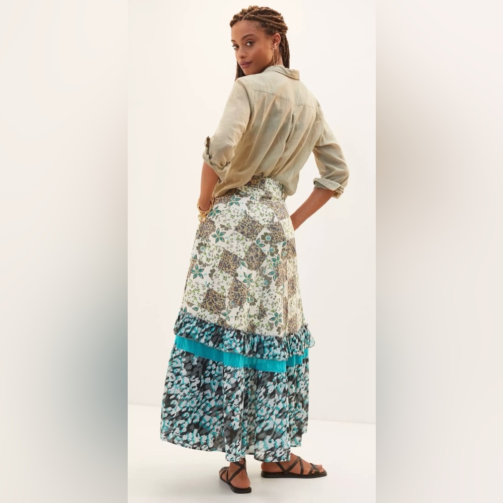 Floral Patchwork Maxi Skirt Anthropologie by Raga